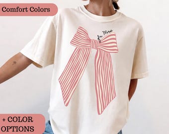 Personalized Bride Bow Shirt, Custom Coquette Bachelorette Tee with Names, Future Mrs Tshirt, Coastal Summer set Gifts, Bridesmaid Shirt