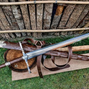 Hand Forged Medieval Sword | Functional Full Tang Steel with Leather Scabbard