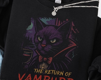 Vampire Cat Halloween Shirt, Goth Cat Tee, Vampurr Tee, Spooky Season, Halloween Black Cat, Retro Horror Movie Tee, Cat Lover Gift, Fall Top