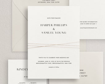 Handmade Paper Wedding Invitation | Minimalist Wedding Invitations | Save the Dates | Wedding Invites | Menus | Harper - Sample