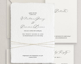Handmade Paper Wedding Invitation | Minimalist Wedding Invitations | Save the Dates | Wedding Invites | Menus | Valentina - Sample