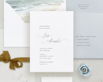 Handmade Paper Wedding Invitation | Calligraphy Wedding Invitations | Save the Dates | Wedding Invites | Menus | Erin - Sample