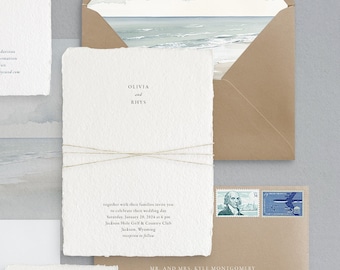 Handmade Paper  Letterpress Wedding Invitation | Custom Venue Illustration | Save the Dates | Wedding Invites | Menus | Olivia - Sample