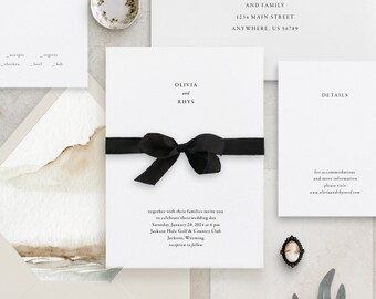 Handmade Paper Floral Wedding Invitation | Minimalist Wedding Invitations | Save the Dates | Wedding Invites | Menus | Olivia - Sample