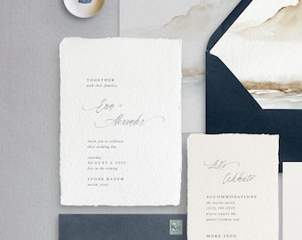 Handmade Paper Letterpress Wedding Invitation | Custom Venue Illustration | Save the Dates | Wedding Invites | Menus | Erin - Sample