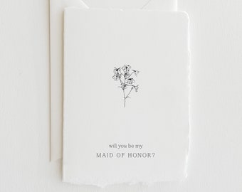 Will You Be My Maid of Honor / Will You Be My Bridesmaid Handmade Paper Cards - Wildflowers
