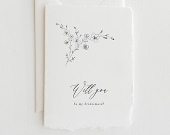 Will You Be My Maid of Honor / Will You Be My Bridesmaid Handmade Paper Cards - Emily