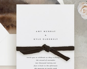 Handmade Paper Wedding Invitation | Minimalist Wedding Invitations | Save the Dates | Wedding Invites | Programs | Menus | Amy - Sample
