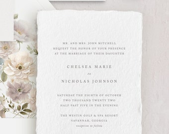 Handmade Paper Wedding Invitation | Minimalist Wedding Invitations | Save the Dates | Wedding Invites | Wedding Menus | Chelsea - Sample
