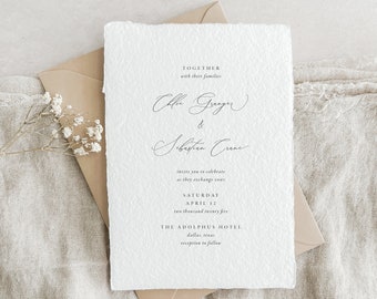 Handmade Paper Letterpress Wedding Invitation | Custom Venue Illustration | Save the Dates | Wedding Invites | Menus | Chloe - Sample