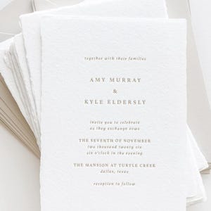 Modern Simple Handmade Paper Letterpress Wedding Invitations | Classic Wedding Invites | Custom Venue Illustration DEPOSIT
