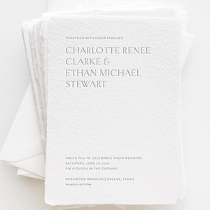 Modern Large Type Handmade Paper Letterpress Wedding Invitations | Classic Wedding Invites | Printed Invitations | Charlotte DEPOSIT