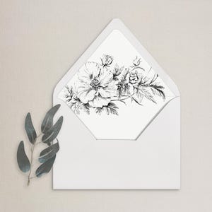 Illustrated Flowers Editable Envelope Liner Canva Template | Printable DIY PDF Envelope Liner A7 Envelopes | Instant Download