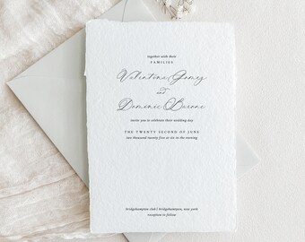 Handmade Paper Letterpress Wedding Invitation | Custom Venue Illustration | Save the Dates | Wedding Invites | Menus | Valentina - Sample