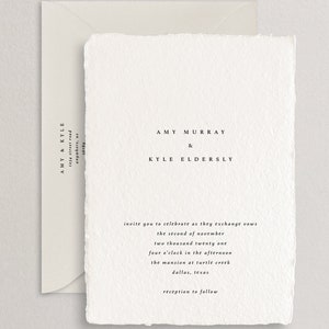 Handmade Paper Wedding Invitation Minimalist Wedding Invitations Save ...