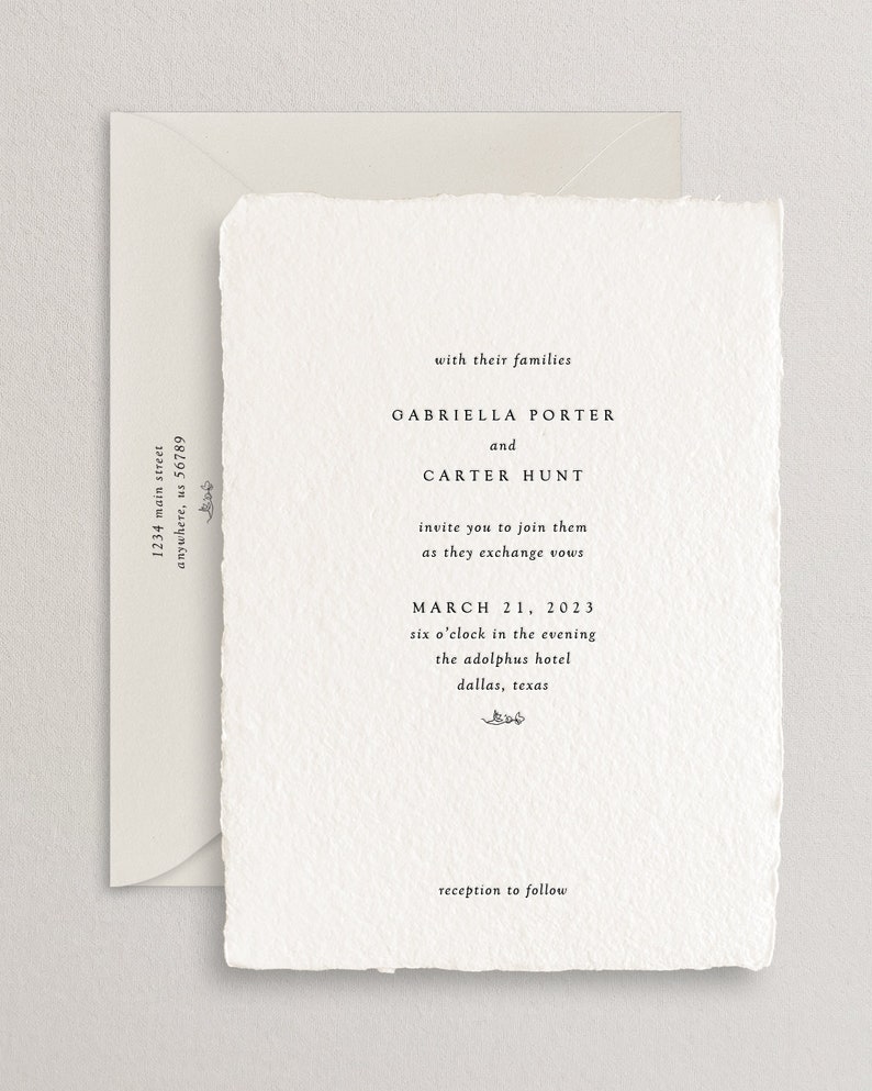 Handmade Paper Letterpress Floral Wedding Invitation Custom Venue Illustration Save the Dates Wedding Invites Gabriella Sample image 7