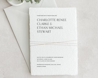 Handmade Paper Letterpress Wedding Invitation | Custom Venue Illustration | Save the Dates | Wedding Invites | Menus | Charlotte - Sample