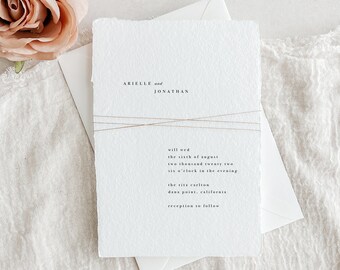 Handmade Paper Letterpress Wedding Invitation | Custom Venue Illustration | Save the Dates | Wedding Invites | Menus | Arielle - Sample