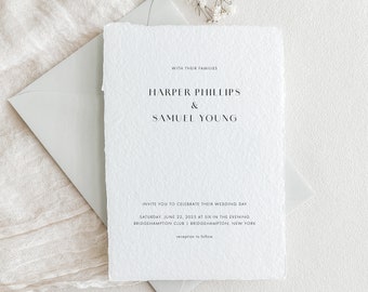 Handmade Paper Letterpress Wedding Invitation | Custom Venue Illustration | Save the Dates | Wedding Invites | Menus | Harper - Sample