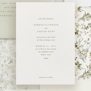 Handmade Paper Letterpress Floral Wedding Invitation Custom Venue Illustration Save the Dates Wedding Invites Gabriella Sample image 2