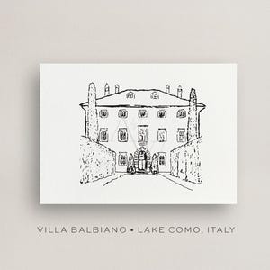 Villa Balbiano Wedding Venue Illustration | Villa Balbiano  Drawing | Villa Balbiano Lake Como Illustration | Instant Download | Lake Como