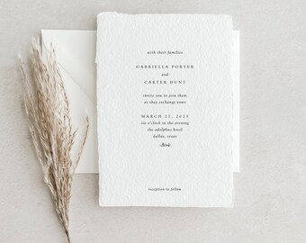 Handmade Paper Letterpress Floral Wedding Invitation | Custom Venue Illustration | Save the Dates | Wedding Invites | Gabriella - Sample