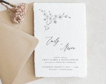 Handmade Paper Letterpress Wedding Invitation | Custom Venue Illustration | Save the Dates | Menus | Wedding Invites | Emily - Sample