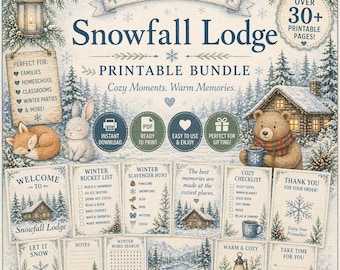 Snowfall Lodge Dramatic Play Printable | Cozy Winter Cabin Activities (Digital Download)