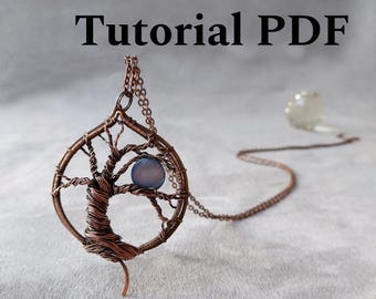 Tutoriel de pendentif arbre en fil de fer | Bijoux tissés en fil métallique, guide étape par étape (PDF)
