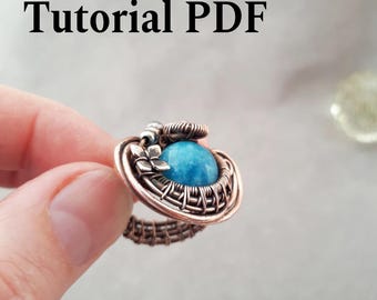 ワイヤーラップブルーリングの編み方チュートリアル：上級編（PDFパターン）