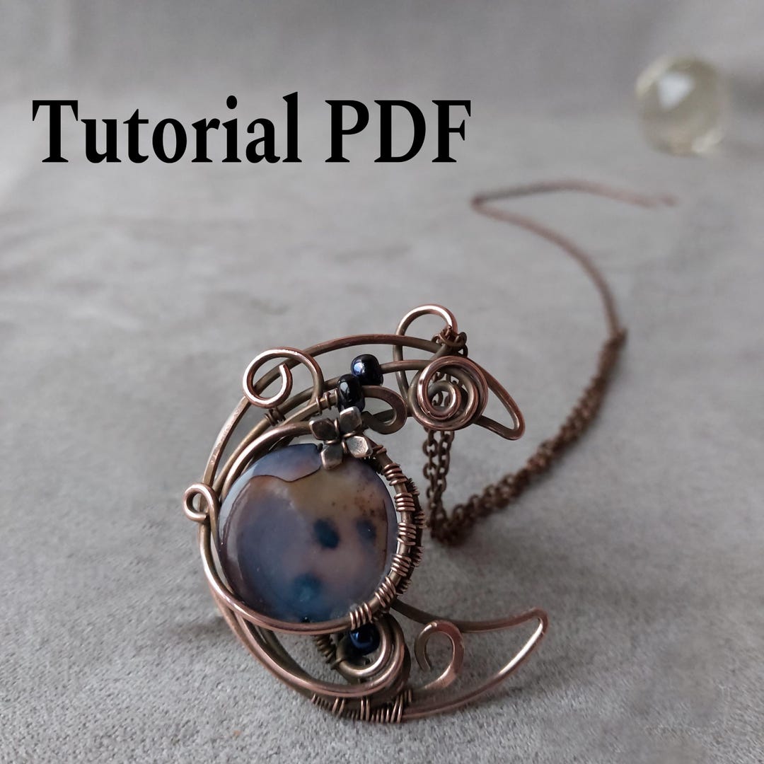 Wire Wrap Crescent Moon Pendant Tutorial: DIY Jewelry (PDF Pattern) - Etsy