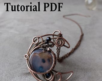 Wire Wrap Crescent Moon Pendant Tutorial: DIY Jewelry (PDF Pattern)