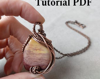 Wire Wrapped Jasper Stone Pendant Tutorial, Wire Weaving (PDF Pattern)