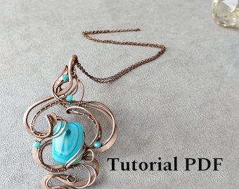 Wire Wrap Anhänger Anleitung: Blauer antiker Anhänger (PDF Muster)