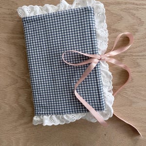 Blue Gingham Junk Journal Fabric Cover A5 B5 Custom
