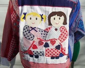 child's size medium red, white and blue Raggedy Ann and Andy sweatshirt jacket