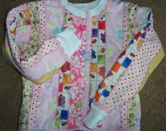 TODDLER JACKET - Crazy Quilted Sweatshirt Jacket - BubbleGum - Toddler Child's Small