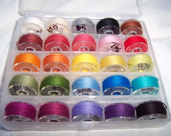 Genziana Wool Thread 25 Color Bobbin Set  #1 for Wool Applique Sue Spargo Colors