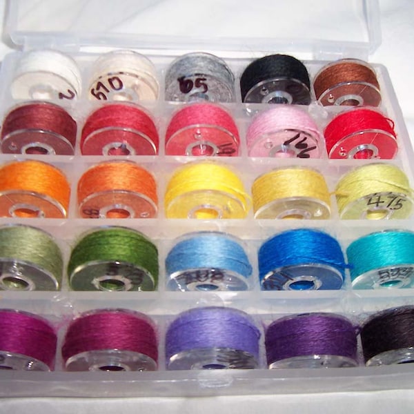 Genziana Wool Thread 25 Color Bobbin Set  #1 for Wool Applique Sue Spargo Colors