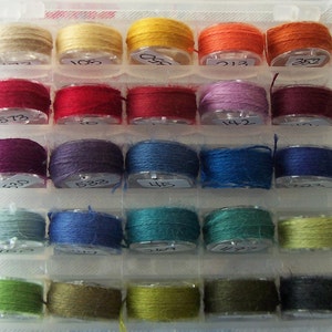 Genziana Wool Thread 25 Color Bobbin Set  #2 for Wool Applique Sue Spargo Colors