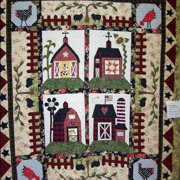 Little Red Barns Quilt Wall Hanging