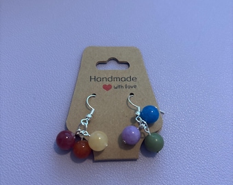 PRIDE beaded confetti earrings in silver