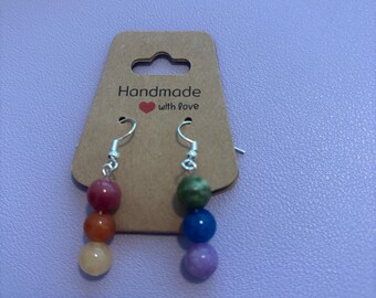 PRIDE beaded dangle earrings in silver