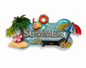 Gepersonaliseerde hondenpenning zomer, halsbandbedel tropisch strand
