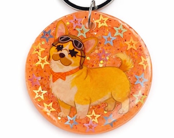 Corgi-sleutelhanger, handgemaakte harssleutelhanger / bedel