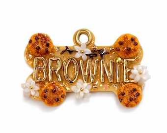 Dogtag brownie, gepersonaliseerde huisdier-ID voor koekjes, handgemaakte bedel