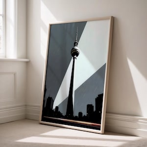 Berlin TV Tower Poster | Monochrome Rain Wall Art | Urban Explorer Gift | Handmade Matte Finish Print