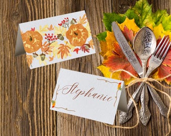 Thanksgiving Place Cards • Editable Autumn Table Decor (Digital Download)