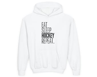 Youth Hockey Hoodie | Eat Sleep Hockey Repeat Graphic