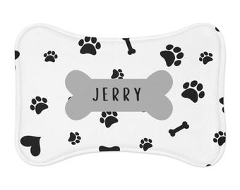 Custom dog Name Feeding Mat | Paw Print Dog pet food mat personalized